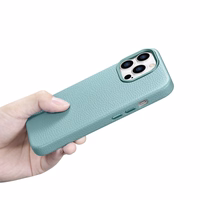 iCarer Litchi Premium odinis dėklas iPhone 14 Pro Max Magnetinis odinis dėklas su MagSafe Žalias (WMI14220712-GN)