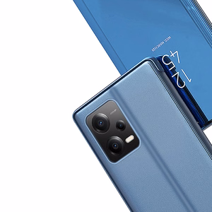 Clear View dėklas Xiaomi Redmi Note 12 5G / Poco X5 5G su atverčiamu dangteliu rožinis