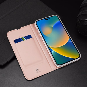 Dux Ducis Skin Pro dėklas telefonui atverčiamas dangtelis iPhone 14 Pro auksinis