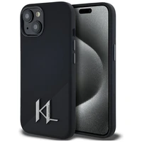 Karl Lagerfeld Silikoninis Shadow Metal Initial Magnetinis dėklas telefonui iPhone 15 juodas