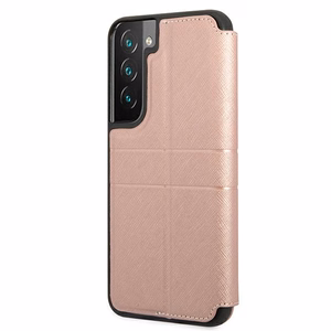 Dėklas telefonui Guess GUBKS22MPSASBPI S22+ S906 rožinis Saffiano Stripes