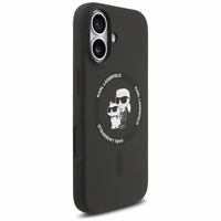 Karl Lagerfeld Silikoninis Karl&Choupette Ring MagSafe dėklas telefonui iPhone 17 - juodas
