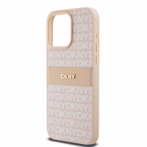 DKNY odinis Mono Stripe ir Metal Logo dėklas telefonui iPhone 15 Pro Max - rožinis