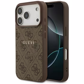 GUESS dėklas telefonui (m) IPHONE 17 Pro suderinamas su MagSafe PU 4G Ring Classic Logo - rudas