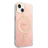 Rinkinys Guess GUBPP14MH4EACSP dėklas + įkroviklis iPhone 14 Plus 6.7" rožinis/rožinis kietas dėklas 4G Print Magnetinis