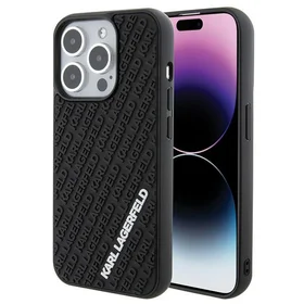 Karl Lagerfeld 3D guminis daugialypis logotipas dėklas telefonui iPhone 15 Pro - juodas