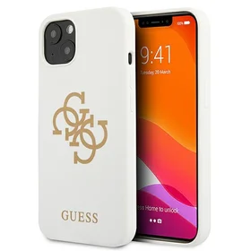 Guess GUHCP13SLS4GGWH iPhone 13 mini 5.4 silikoninis 4G logotipo kietasis dėklas - baltas