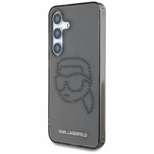 Karl Lagerfeld dėklas telefonui su kalnų krištolais Karl Head logotipu Samsung Galaxy S25 juodas