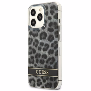 Guess GUHCP13LHSLEOK iPhone 13 Pro / 13 6.1" pilkas/pilkas kietas dėklas Leopardas