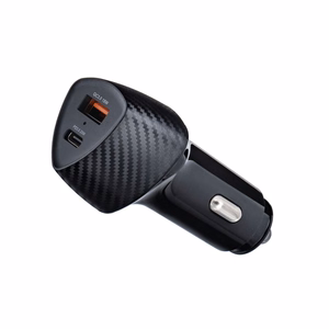 FORCELL F-ENERGY Carbon CC50-1A1C automobilinis įkroviklis Type C + USB A PD QC3.0 3A 38W juodas