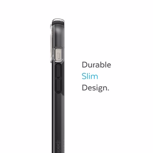 Speck Presidio Perfect-Clear with Impact Geometry case for iPhone 15 Plus / 14 Plus, with Microban antimicrobial protection, Clear / Black