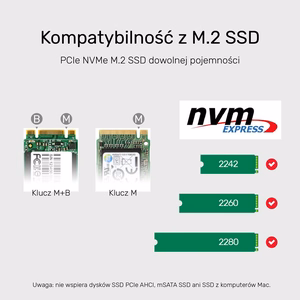 UNITEK S1206A SolidForce USB-C – PCIe/NVMe M.2 SSD, 10 Gbps, dviguba įdėkla su kopijos funkcija