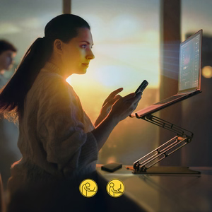 Wozinsky WRS-CPY75DSS aliuminis nešiojamojo kompiuterio ir planšetės stovas + nemokamas išmaniojo telefono stovas - sidabrinis