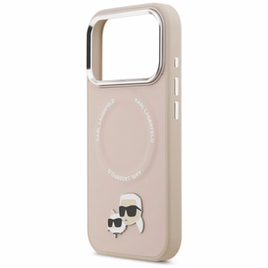 Karl Lagerfeld Karl & Choupette Pins MagSafe dėklas telefonui iPhone 17 Pro Max - rožinis