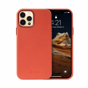 Crong Essential Cover Magnetic dirbtinės odos dėklas, skirtas iPhone 12 Pro Max, su MagSafe, raudonas
