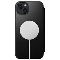 Nomad modernus odinis folio dėklas telefonui iPhone 15 Plus 6,7" juodas