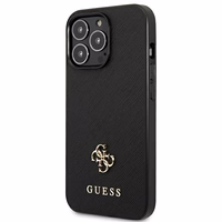 Guess Saffiano 4G Small Metal Logo dėklas telefonui iPhone 13 Pro / 13 6.1" - juoda