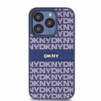 DKNY Odinis mono juosta ir metalinis logotipas dėklas telefonui iPhone 15 Pro - mėlynas