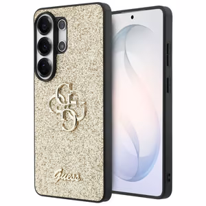 Guess Fixed Glitter 4G Big Metal Logo Case for Samsung Galaxy S26 Ultra - Gold
