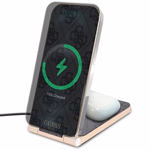 Guess 4G Pattern MagSafe складное 2 в 1 15W индуктивное зарядное устройство - чёрный