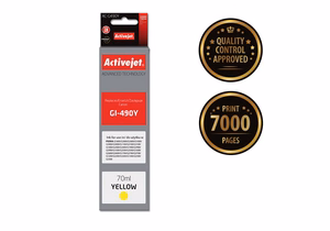Activejet AC-G490Y – geltono rašalo buteliukas, pakeičia Canon GI-490Y, 70 ml, Supreme, 7000 puslapių