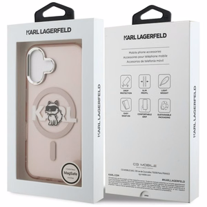 Karl Lagerfeld IML Choupette Sketch Logo MagSafe Dėklas iPhone 16 - rožinis