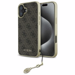 Guess 4G Charms Kolekcijos dėklas iPhone 16 - rudas