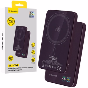 Blavec BJ-04 5000 mAh itin plonas magnetinis išorinis akumuliatorius su „MagSafe“, 7,8 mm, USB-C, 22,5 W, 3 viename (PBBJ04-MC5P) (spalva: violetinė)