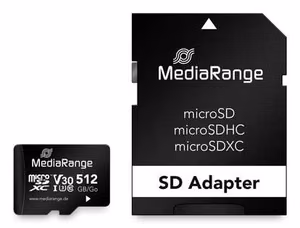 MediaRange MR947 microSDXC atminties kortelė, 512 GB, UHS-1, su adapteriu