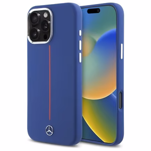 Mercedes silikoninis raudona juosta Magnetinis dėklas telefonui iPhone 16 Pro Max - tamsiai mėlynas