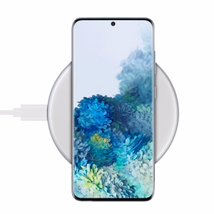 Crong PowerSpot Qi 15 W USB-C belaidis įkroviklis su grūdinto stiklo danga, sidabro spalvos ir baltas