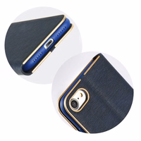 LUNA Book Gold dėklas telefonui iPhone 7 / 8 / SE 2020 / SE 2022 tamsiai mėlynas