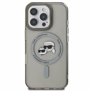 Karl Lagerfeld IML Metal Karl&Choupette Head MagSafe Case for iPhone 16 Pro Max - Black