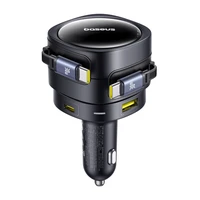 "Baseus Enjoyment Max" automobilinis įkroviklis su USB-C+USB-C kabeliais ir USB-A+USB-C prievadais, 90 W, juodas