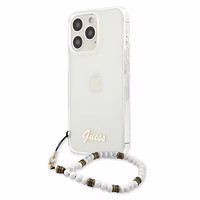 Guess GUHCP13LKPSWH iPhone 13 Pro / 13 6.1" skaidrus kietas dėklas White Pearl