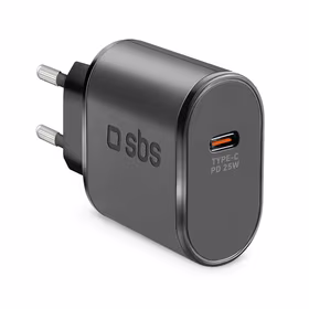 SBS TETR1CPD25 25W USB-C sieninis įkroviklis su Power Delivery - juodas