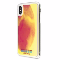 Guess GUHCPXGLCPI iPhone X/Xs rožinis kietas dėklas California Glow tamsoje