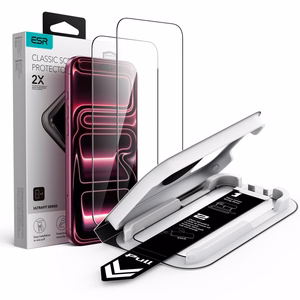 ESR UltraFit Classic 2 vnt. grūdintų stiklų rinkinys, skirtas iPhone 18 Pro / 17 Pro, juodas