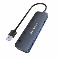 USB-A Hub Wozinsky WHS080YSS 4 x USB-A 3.0 su atskirais jungikliais, aliuminis, su 30 cm laidu - pilkas