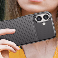 Thunder dėklas telefonui iPhone 16 Plus silikoninis dėklas - juodas