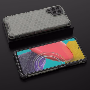 Korėtas dėklas šarvuotas dangtelis su geliniu rėmeliu Samsung Galaxy M53 5G Juodas