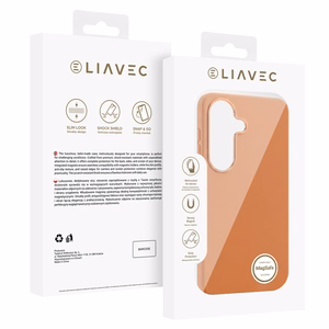 Liavec Silky dėklas su metaliniu kameros rėmeliu, skirtas Samsung Galaxy S26 Plus oranžinis