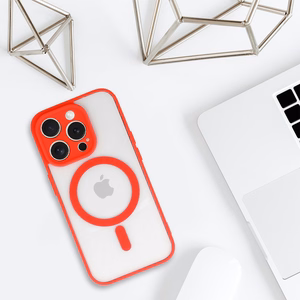 Akrilinis spalvotas magnetinis dėklas telefonui Iphone 13 Pro Max raudonas