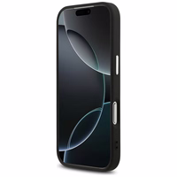 GUESS dėklas telefonui IPHONE 17 Pro GUHCP17LP4G4SMCK (4G PU odos dėklas su dideliu 4G ir klasikiniu logotipu bei sidabriniu metaliniu kameros rėmeliu) juodas