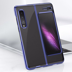 Plating dėklas kietas dėklas su elektroplokštės rėmeliu Samsung Galaxy Fold mėlynas