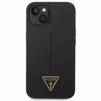 Guess GUHCP14SSLTGK iPhone 14 6.1" juodas silikoninis dėklas telefonui su trikampio dizainu
