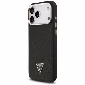 Guess Grūdėtas Trikampio logotipas Magnėtinis dėklas telefonui iPhone 17 Pro Max - juodas