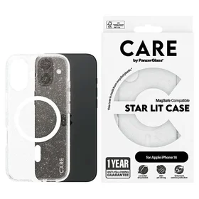 CARE by PanzerGlass Flagship Star Lit dėklas telefonui iPhone 16 6.1" baltas Magnetinis 1341
