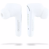 Belaidės ausinės TWS Guess Flat Classic Logo Galvanizuotos baltos spalvos