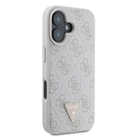 Guess Odinis Crossbody dėklas telefonui iPhone 16 su metaliniu logotipu ir Strass - rožinis